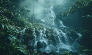 Tropischer Wasserfall im Dschungel